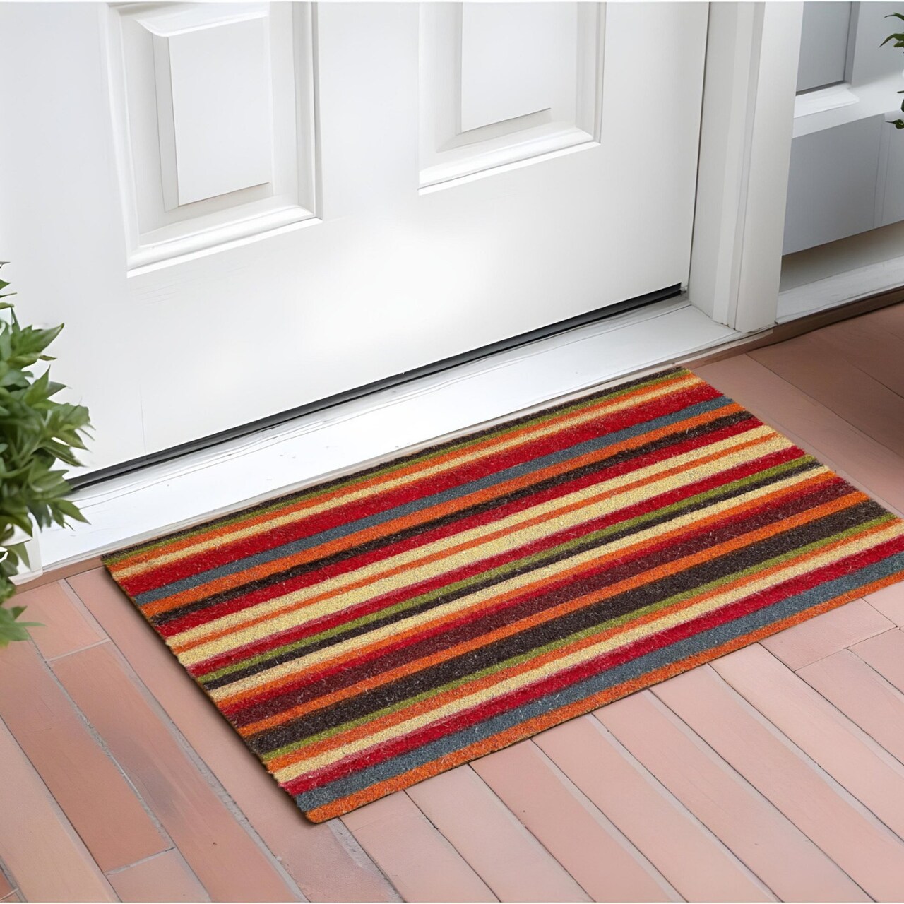 Edge Collections - 17" X 29" - Multicolor - Durable Striped Outdoor Door Mat - 1 Piece